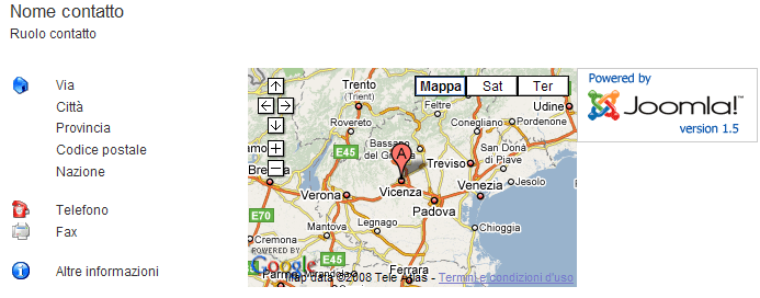 Mappa di Google nei contatti