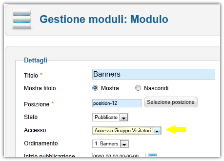 Gestione modulo Gestione modulo